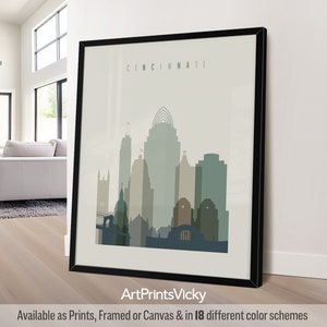 Cincinnati poster, Wall art skyline print, Ohio travel print, City poster, Personalised print | ArtPrintsVicky