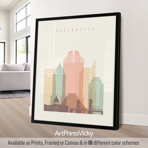 Sacramento print, Poster Wall art, California skyline, Travel gifts, Personalised print | ArtPrintsVicky