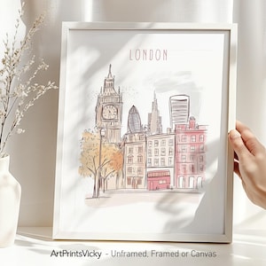 London Wall Art Print | Skyline Poster | Big Ben art gift | ArtPrintsVicky