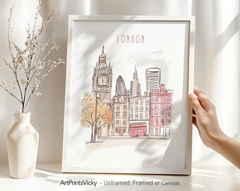 London Wall Art Print | Skyline Poster | Big Ben art gift | ArtPrintsVicky
