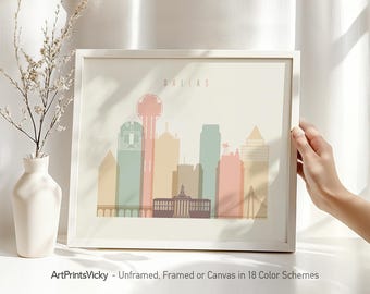 Dallas skyline print, Poster, Dallas wall art, Texas cityscape, City prints, Travel Gift, Home Decor | ArtPrintsVicky