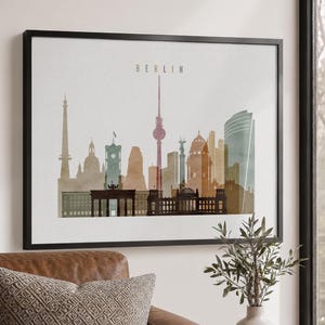 Berlin Wall Art Print, Skyline Poster, Cityscape Travel Decor
