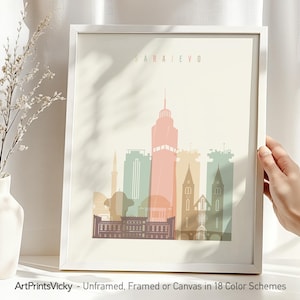 Sarajevo City Print: Bosnia and Herzegovina Travel Posters, Office Wall Art