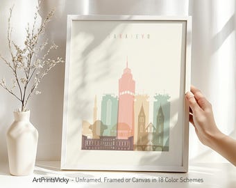 Sarajevo print, poster wall art, Travel poster, City print, Travel gifts, Office decor | ArtPrintsVicky
