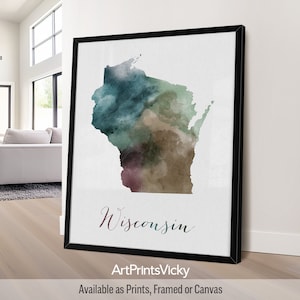 Wisconsin map poster print | Personalised gifts wall art | Decor for home and office | ArtPrintsVicky