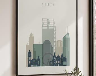 Perth Wall Art Posters, Australia Skyline Prints, Travel gifts