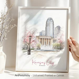 Kansas City Druck | Wandkunst Poster Zeichnung | Haus und Büro Reisedekor | ArtPrintsVicky
