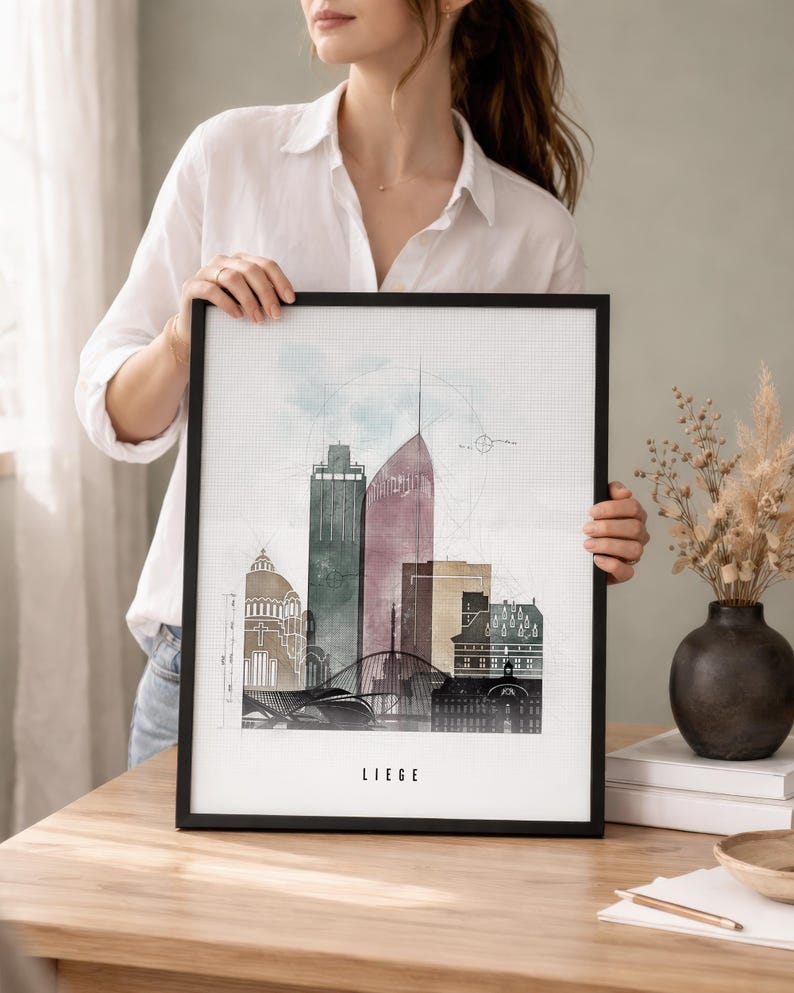Liege Wall Art Poster, Belgium Cityscape Prints, Travel Gifts image 2