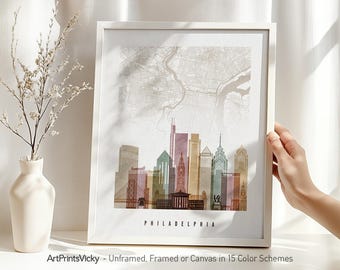 Philadelphia City Map Poster - City Map & Skyline Print | ArtPrintsVicky