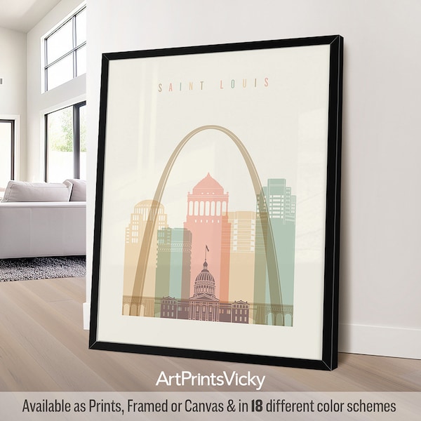 St Louis Print, Poster Skyline, Missouri Wall Art for Homes, Offices, and Unique Travel Gifts | ArtPrintsVicky