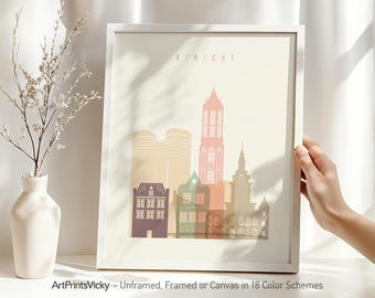Utrecht poster, print wall art, Netherlands cityscape, Travel poster, City print, Travel gifts, Office decor | ArtPrintsVicky