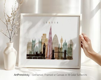 London Watercolor Art Print - Iconic Skyline Poster