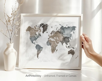 World map poster print | Personalised gifts wall art | Decor for home and office | ArtPrintsVicky