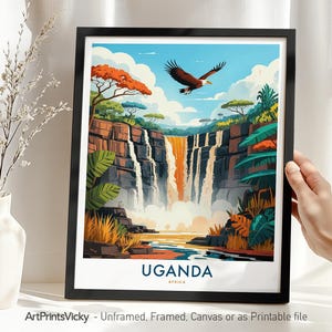 Uganda Waterfall Art Print: African Landscape Wall Decor
