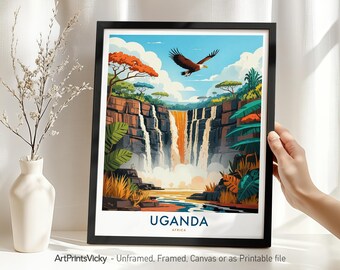 Uganda Travel Poster | Uganda Art Print | African Nature Wall Art Home Decor | Exotic Landscape Travel Gift