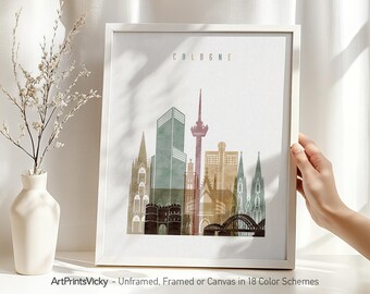 Cologne Poster - Skyline Wall Art Print - Cityscape poster for home and office decor - Watercolor City Prints, Travel gifts | ArtPrintsVicky