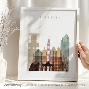 Brussels Poster, Art Print, Belgium City Skyline, Travel Poster, City Print, Travel Gifts, Office Decor | ArtPrintsVicky