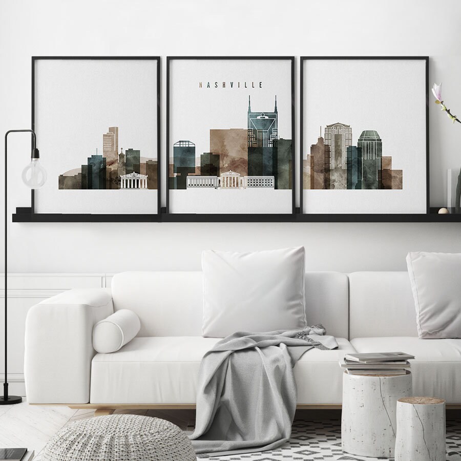 Nashville print Nashville 3 poster set Wall art large wall | Etsy