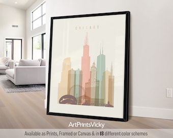 Chicago print, Chicago poster wall art, Illinois city travel print, Personalised print | ArtPrintsVicky