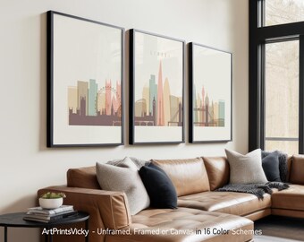 London 3 Piece Wall Art Prints, London Skyline Poster Set | ArtPrintsVicky