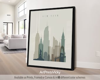 New York print, New York poster wall art, New York City skyline, Travel poster, City print, Travel gifts, Office decor | ArtPrintsVicky