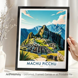 Machu Picchu Travel Poster - Peru Andes Mountain Print | Wall Art for Home Decor or Gift