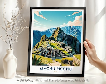 Machu Picchu Travel Poster - Peru Andes Mountain Print | Wall Art for Home Decor or Gift