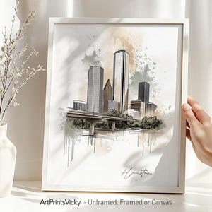 Houston TX skyline art print | Houston poster wall art | Home and Office Decor | ArtPrintsVicky