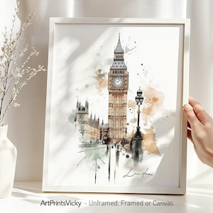 London wall art print | London poster drawing | Architecture illustration | ArtPrintsVicky