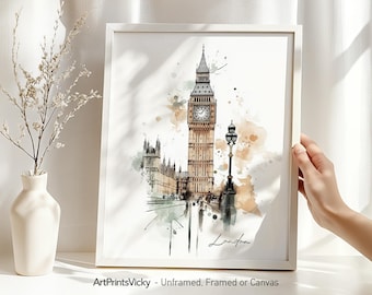 London wall art print | London poster drawing | Architecture illustration | ArtPrintsVicky