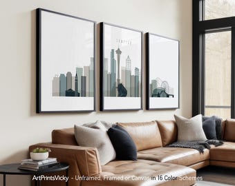Seattle 3 Piece Wall Art Prints, Seattle Skyline Poster Set | ArtPrintsVicky