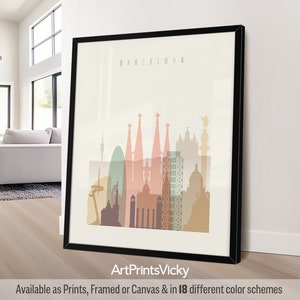 Barcelona print, poster wall art, Spain cityscape, Travel poster, City print, Travel gifts, Office decor | ArtPrintsVicky