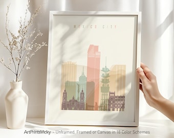 Mexico City print, wall art poster, Travel poster, City print, Travel gifts, Office decor | ArtPrintsVicky