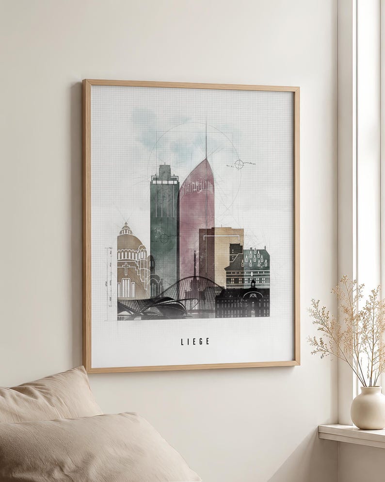 Liege Wall Art Poster, Belgium Cityscape Prints, Travel Gifts image 3
