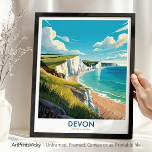 Devon England Coast Travel Print, Wall Art Poster for Home Decor, Housewarming Gift