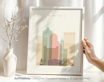 Memphis Wall Art Print, Memphis Skyline Poster, Travel Decor for Homes, Offices, and Unique Travel Gifts | ArtPrintsVicky