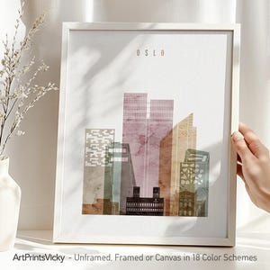 Oslo Norway Art Print: Watercolor Cityscape, Travel Poster