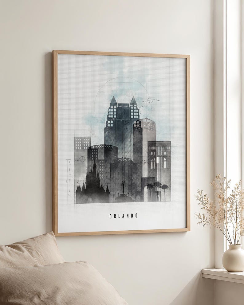 Orlando Wall Art Prints, Florida Skyline Posters, Frame and Canvas options bild 3