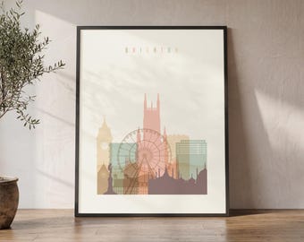 Brighton Poster, England Skyline Print, Wall Art Decor
