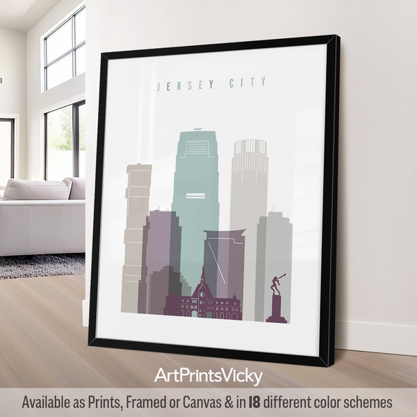 Jersey City Art, Jersey City print skyline poster, travel print, City print, personalised gift | ArtPrintsVicky