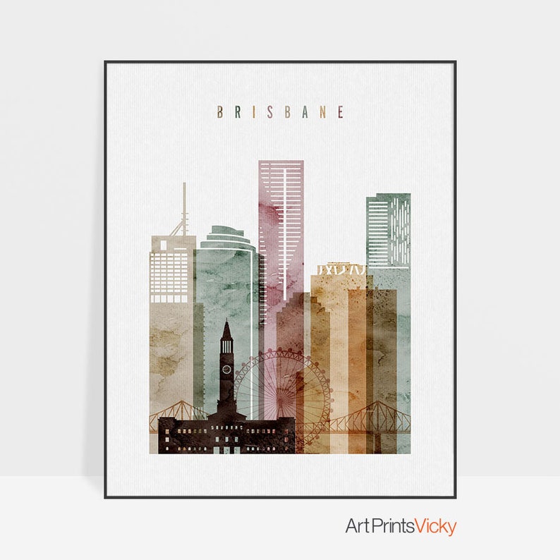 Brisbane poster Brisbane art print Wall art Brisbane Etsy