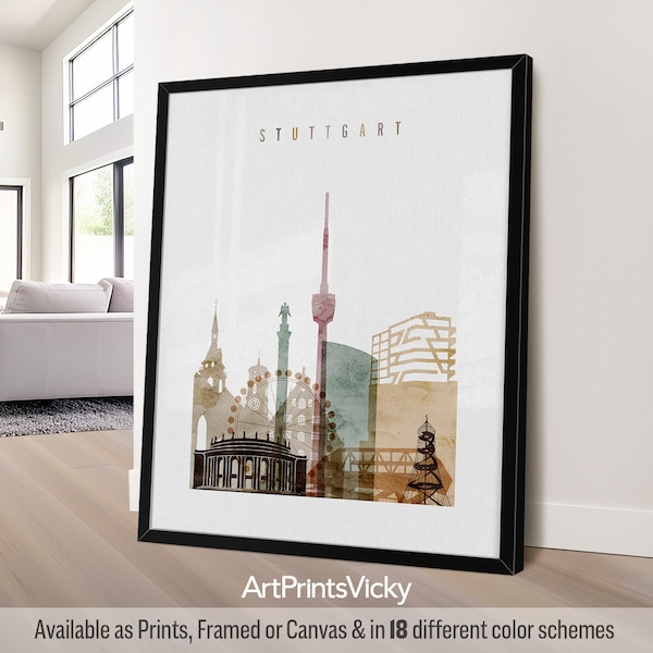 Stuttgart poster, Stuttgart art print, Germany wall art, travel gifts, city poster | ArtPrintsVicky