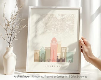 Louisville Street Map Print - City Map & Skyline Poster | ArtPrintsVicky