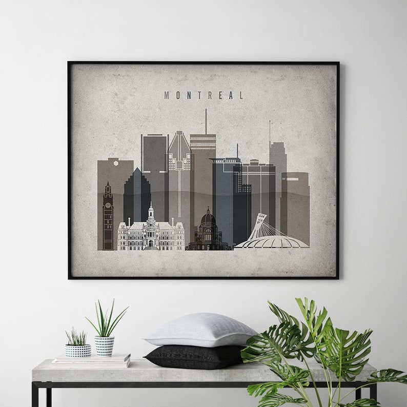 Montreal print Montreal Poster Wall art Montreal skyline Etsy