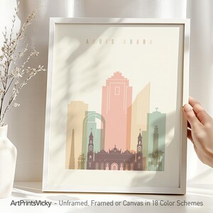 Addis Ababa Skyline Print: Ethiopia Travel Poster, City Wall Art