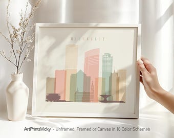 Milwaukee art print, Milwaukee poster skyline, Wall art, City art, Travel gift, Wisconsin cityscape, home decor | ArtPrintsVicky