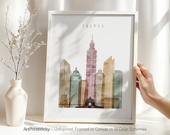 Taipei Art Print, Taipei Skyline Poster, Travel Decor for Homes, Offices, and Unique Gifts | ArtPrintsVicky