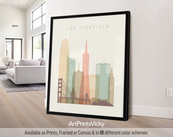 San Francisco Print, Poster wall art, California Cityscape, travel gifts, office decor | ArtPrintsVicky