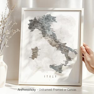 Italien Karte Poster Druck, Reisekarte Wandkunst, personalisierte Geschenke | ArtPrintsVicky