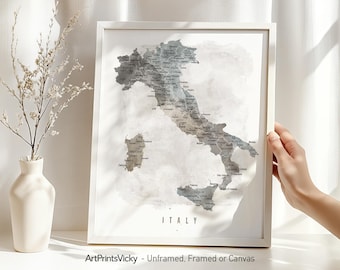Italy Map Poster Print , Travel Map Wall Art, Personalised gifts | ArtPrintsVicky